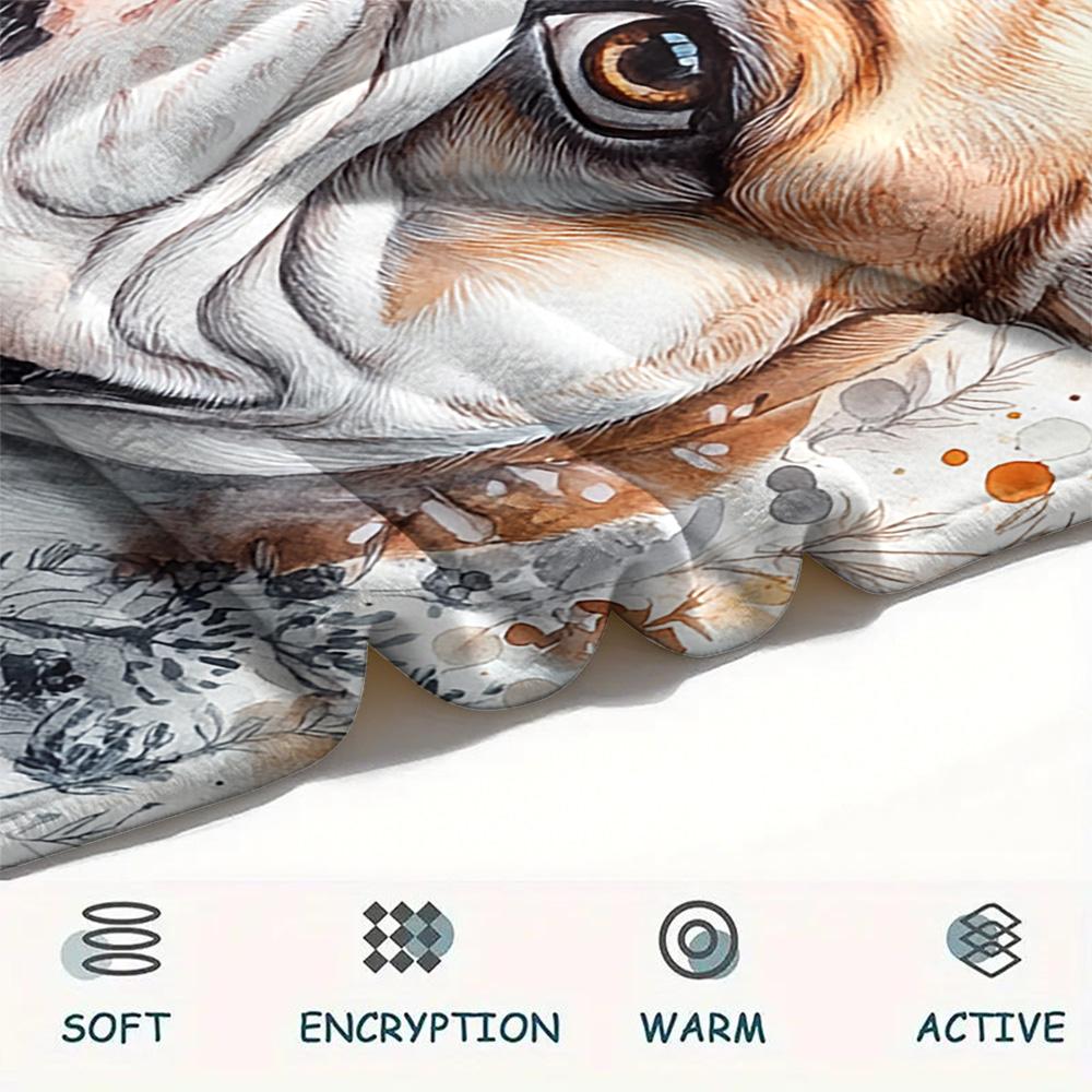 Bulldog Print Flannel Blanket, High quality Comfortable for All Seasons, Home Decor, Warmth and Comfort, Perfect for Christmas Gifts