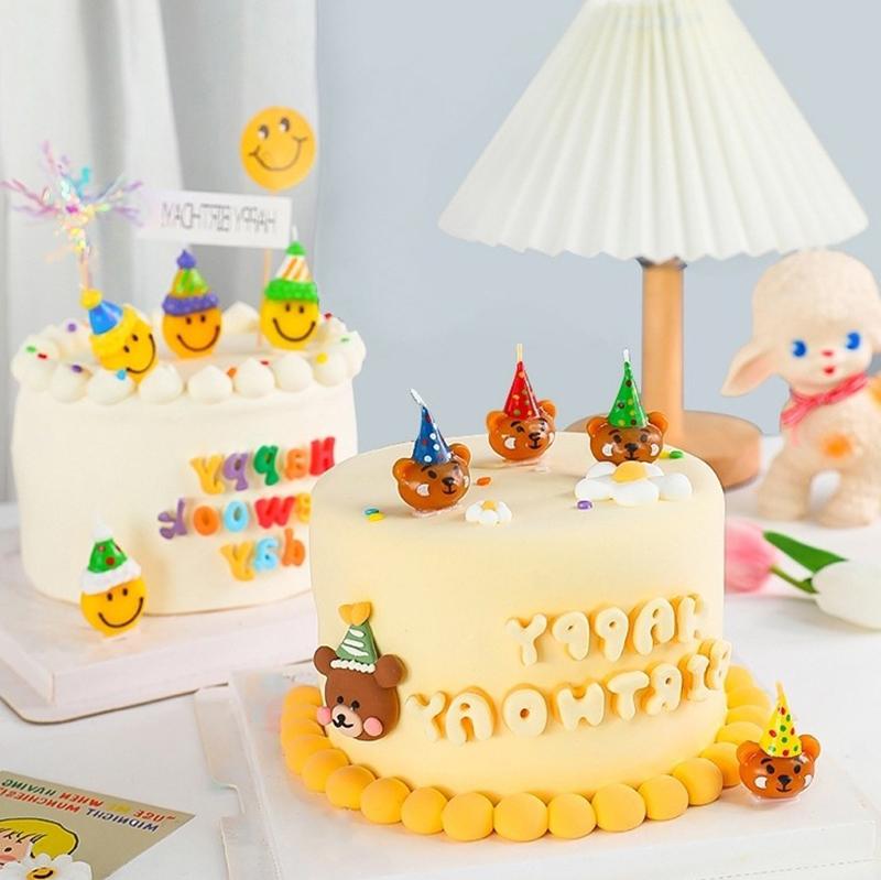 4 ks/sada Dětský narozeninový medvídek úsměv kreativní svíčka dort dezert dekorace pár svatební party doplňky