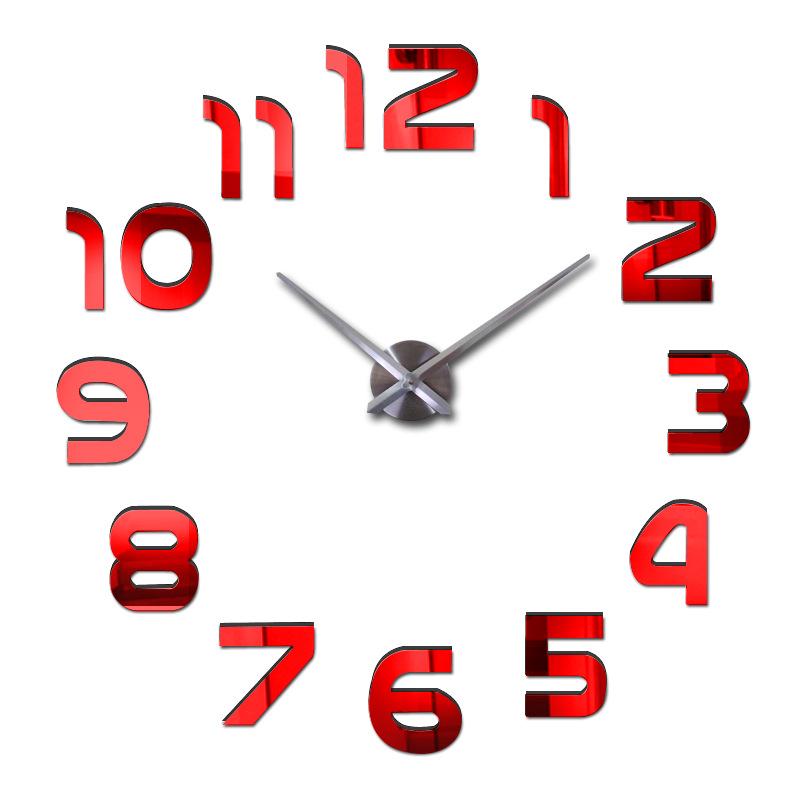 מראה אקריליק עשה זאת בעצמך שעון דקורציה יצירתי קיר פנימי דביק