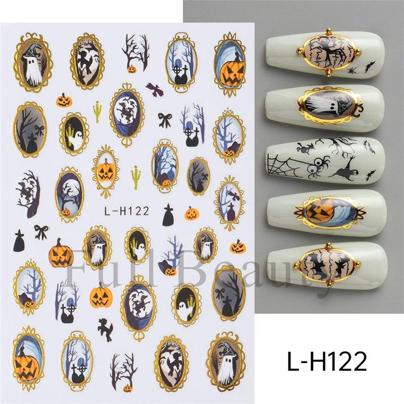 New nail art stickers ins Halloween cute flowers ghost mirror ghost bat adhesive nail stickers