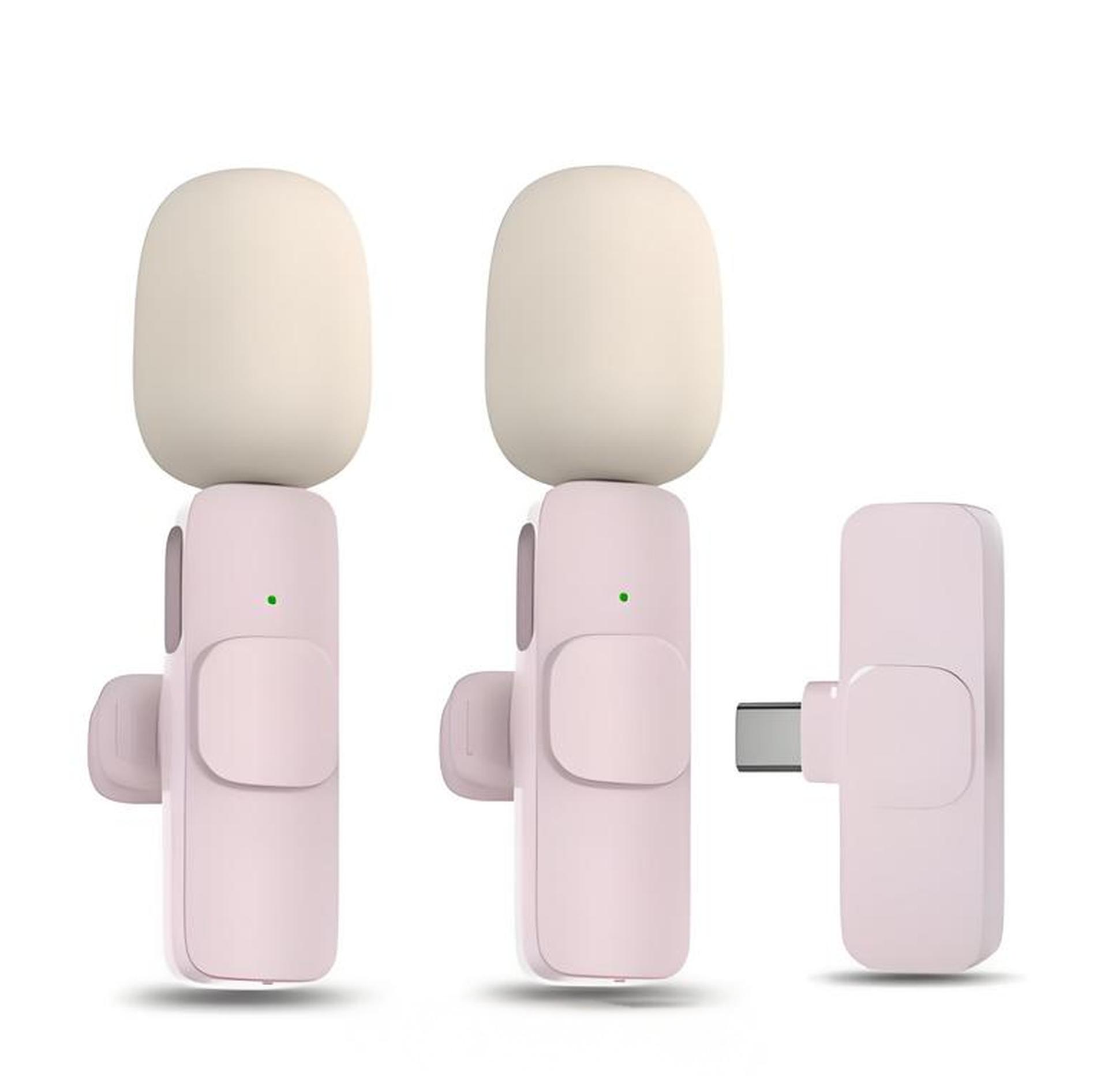 

Беспроводной петличный микрофон 1 аудиоприемник + 2 микрофона Запись аудио-видео игр Микрофон для живого телефона в блоге Type-C Plug-and-Play для IPhone Android For Type C розовый