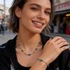 Hip Pop Turquoise Spacer Bead Necklace for Women Gold-Plated Beaded Chain Necklaces Fashion Choker Jewelry Gift