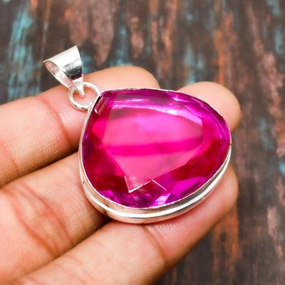 Pink Rubillite, Gemstone Handmade 925 Sterling Silver Jewelry Pendant For Thanksgiving