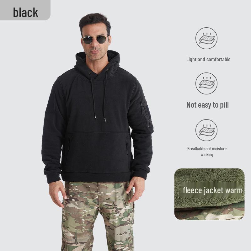 Men's Winter Camouflage Hooded Sweatshirt - Thick Fleece Lined, Warm, Outdoor Tactical Sport