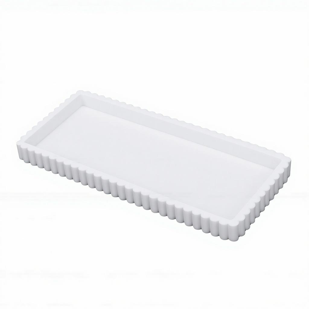 Bathroom Vanity Tray Marble Pattern Water Proof Silicone Rectangle Countertop Organizer Tray for Kitchen Bedroom White