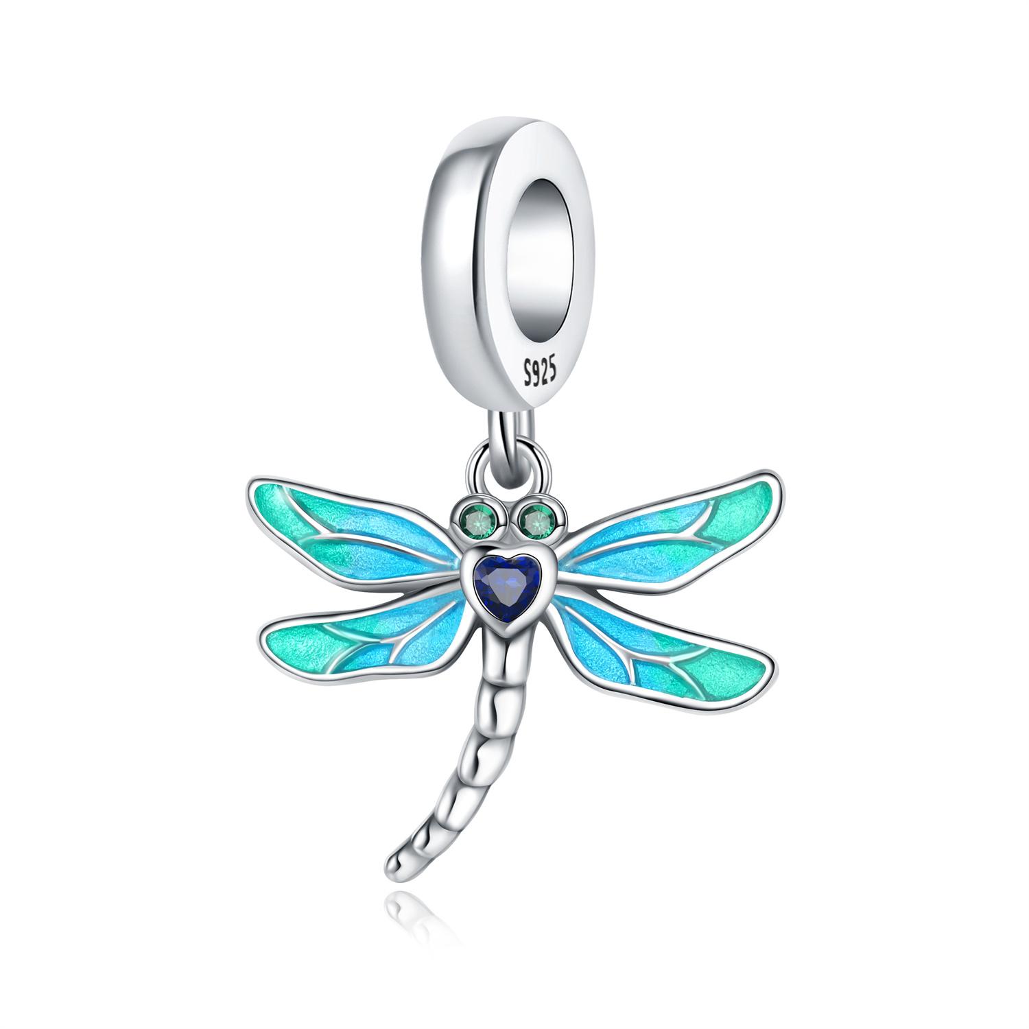 

Copper Blue Gradient Dragonfly Pendant Bracelet Charms Fit Bangle For Women Jewelry Party Beads Gifts Diy Accessory
