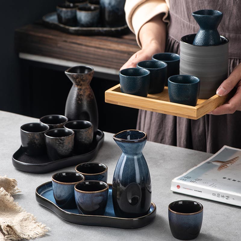 Keramik-Teetassen im japanischen Stil, Retro-Sake-Gläser, Weindekanter, Kung-Fu-Teetasse, Haushalts-Meistertasse, Tavernen-Weinzubehör