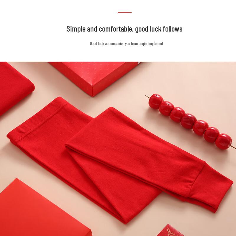 Langsha Women's Festive Red Pure Cotton Thermal Base Layer Pants