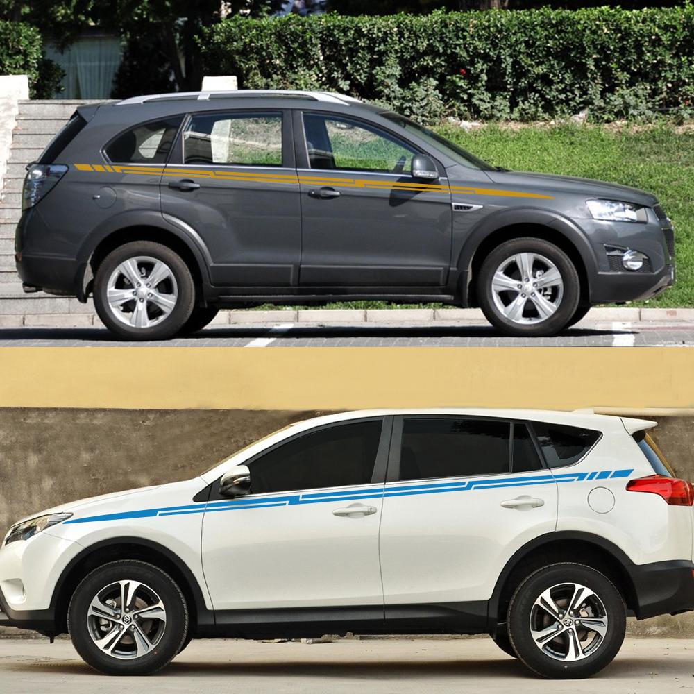 2PCS Car Side Waist Stickers For Qashqai Prado Sportage Tucson KX5 Tiguan Duster Range Rover Evoque SUV Car Tuning Accessories