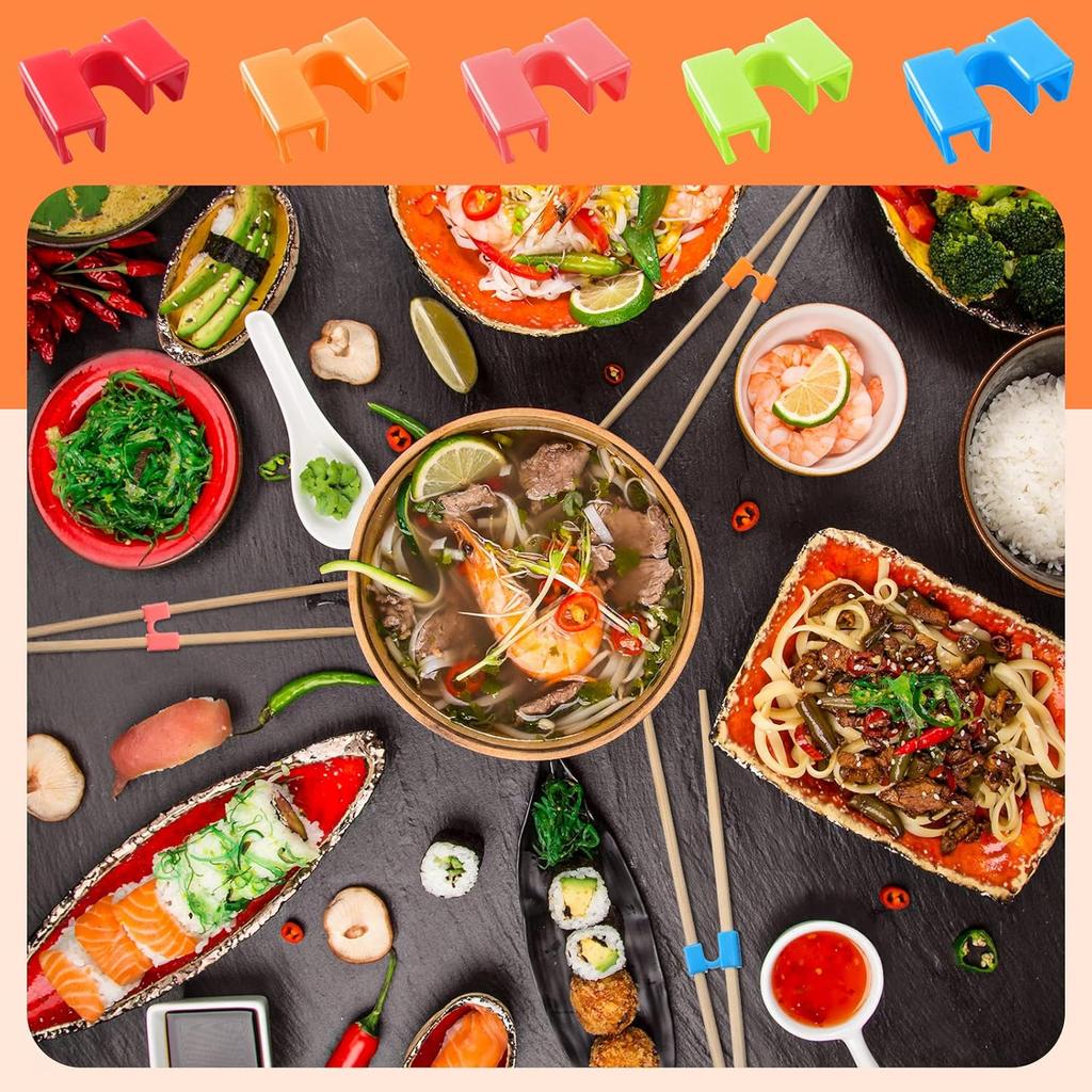 Patelai 5 Pairs Reble Chopstick Helpers Practice Chinese Chop Stick Training Chopsticks for Many Age, Adult, Beginner, Trainers or Learner (Multi