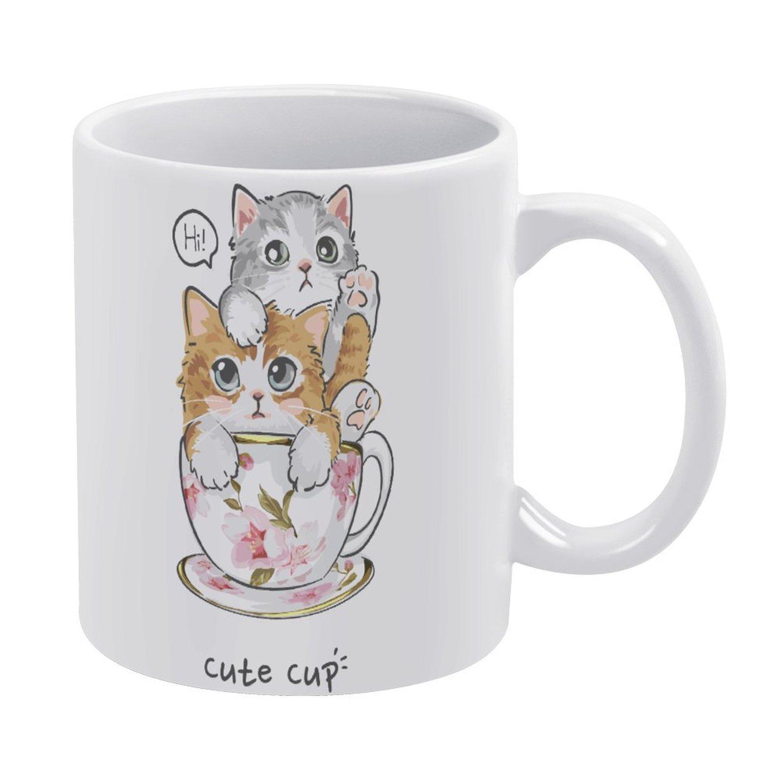 

1 шт. 11 унций Белая керамическая кружка с двухсторонним принтом, прочная кофейная чашка, идеально подходит для дома, офиса, для расслабленного использования белый