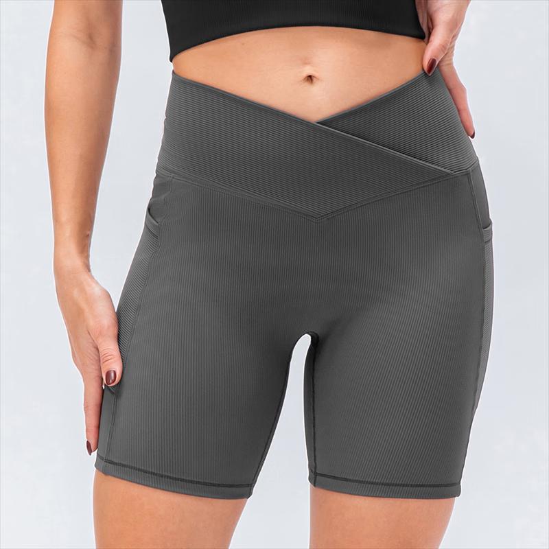 Yudong Women's High-Waisted Cross-Waist Yoga Shorts