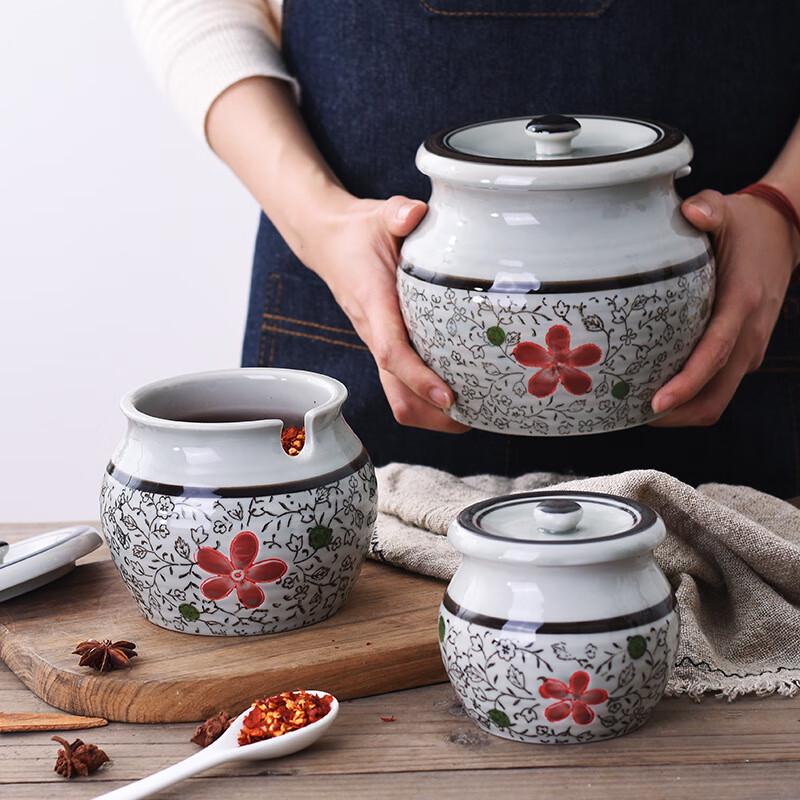 Japanese Hand-Painted Ceramic Condiment Jar