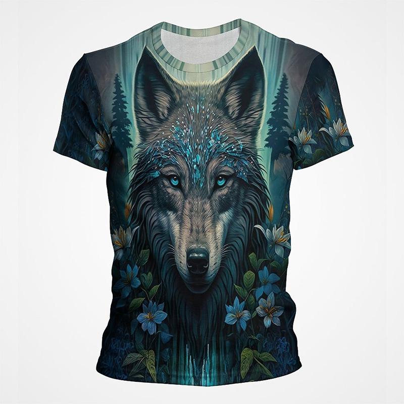 

Животное Волк 3D Цифровая Печать Мужская Мода Тренд Футболка с Круглым Вырезом и Коротким Рукавом XS