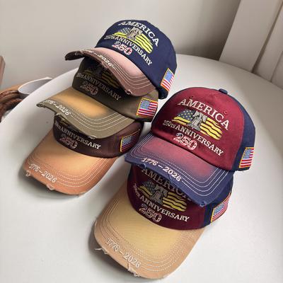 Letter Print Embroidered Baseball Cap Spring Summer Cotton Peaked Cap For Men And Women Outdoor Use Sportss Sun Hat Usa 250Th Anniversary