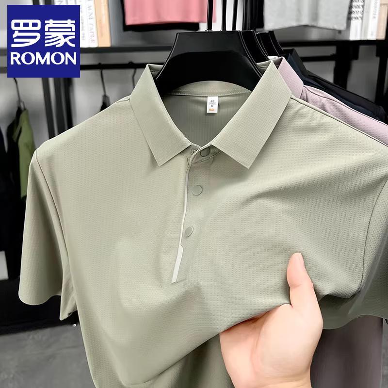 Romon Men s Ice Silk Seamless Polo Shirt M