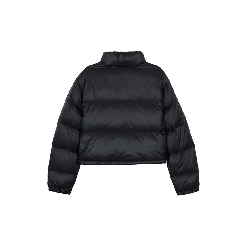 Fila Solid Color Logo Zip Stand Collar Long Sleeve Windproof Thick Down Jacket Unisex Outerwear Black F51W349901ABK