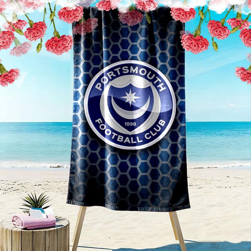 Portsmouth F.C Beach Towel, Large Soft Quick Dry Towel for Beach Camping Swimming