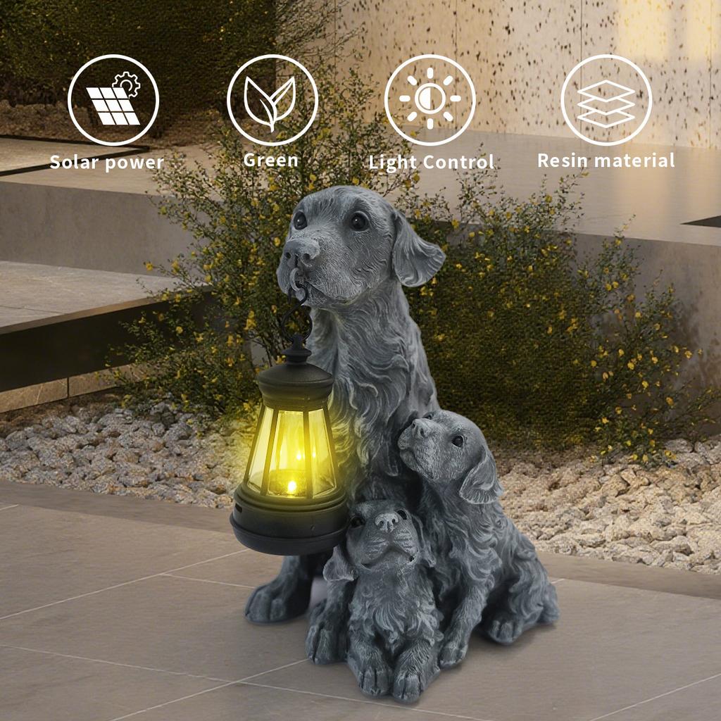 JYL TS/142,Simulation Dog Figurine Garden Decor Craft Solar Outdoor Light Animal Statue Night Lamp