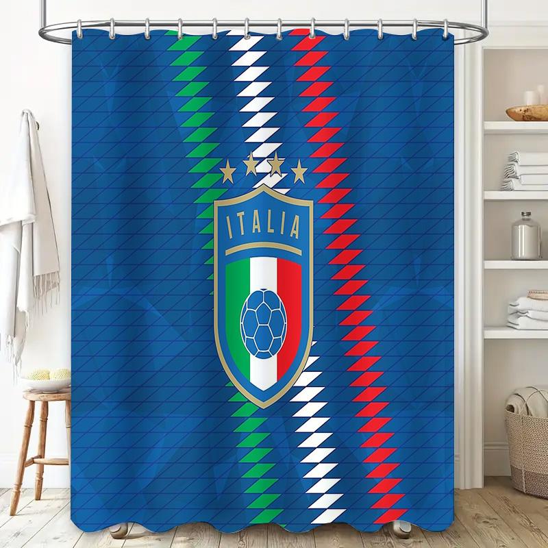 Italy Flag Shower Curtain Italian National Team Sports Decor Bathroom Fabric Waterproof Home Decor
