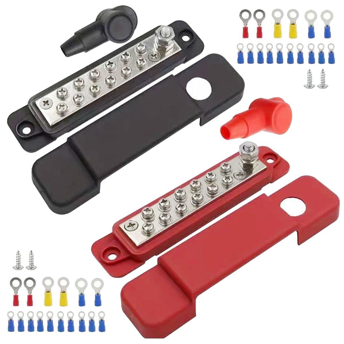 

12 Point Battery Power Distribution Block Bus Bar Positive Negative 48V 150A Power Distribution Block Termianl Red China Mainland