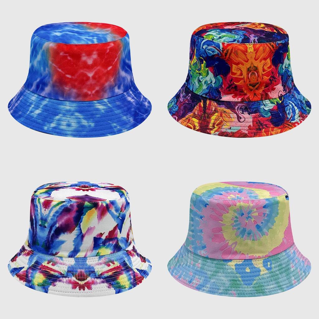 Waterresistant Cotton Tie Dye Bucket Hat With Sunshade For Outdoor Sports