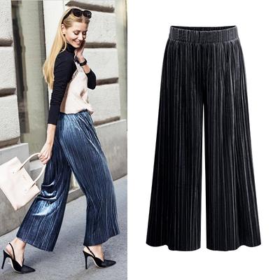 Hose mit hohem Bund und weitem Bein Damen Neun-Punkte-Hose Lässige Damen-Hose Lockere Hose