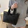 Large Capacity Quilted Tote Bag for Women Elegant Padded Solid Color Shoulder Bag for Vacation Casual Commuting Handbags