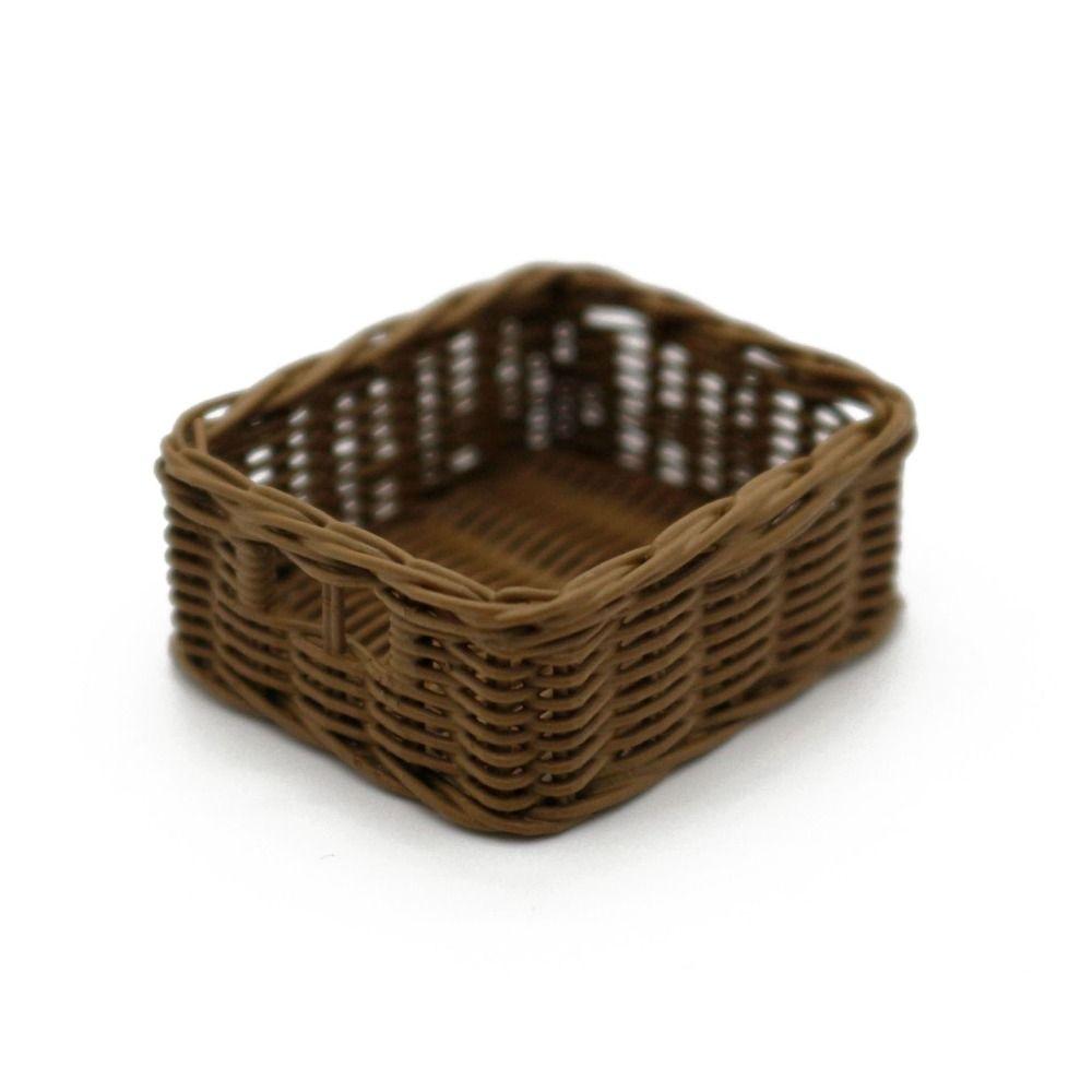 1/6 1/8 Scale Miniature Storage Basket Resin Dolls Basket with Handle Doll House