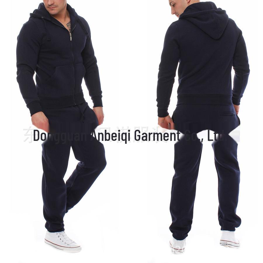 

Мужская осенне-зимняя толстовка с капюшоном, повседневный спортивный комплект из куртки и брюк XL тёмно-синий