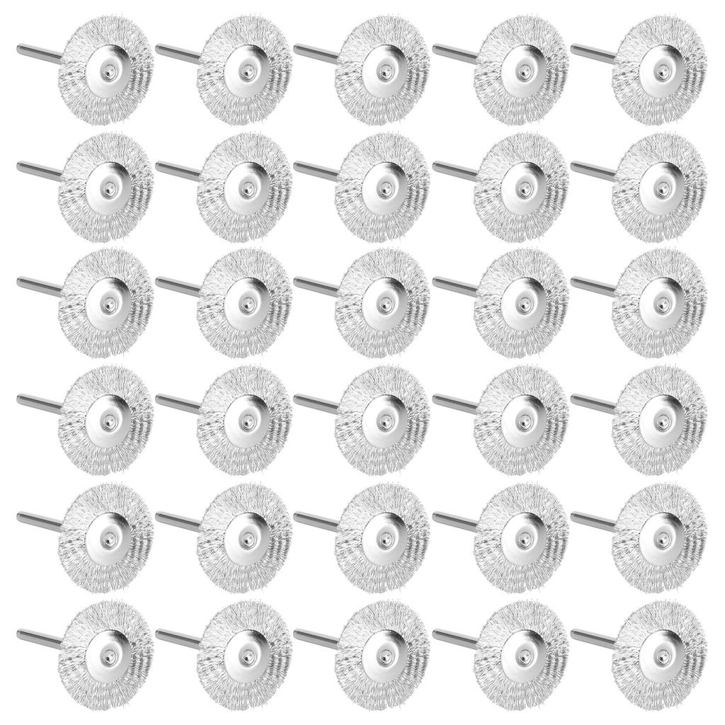 30Pcs Brush Wheel Flat Mini Wood Carving Rust/Corrosion/Paint Removal Polishing ToolsSteel Wire