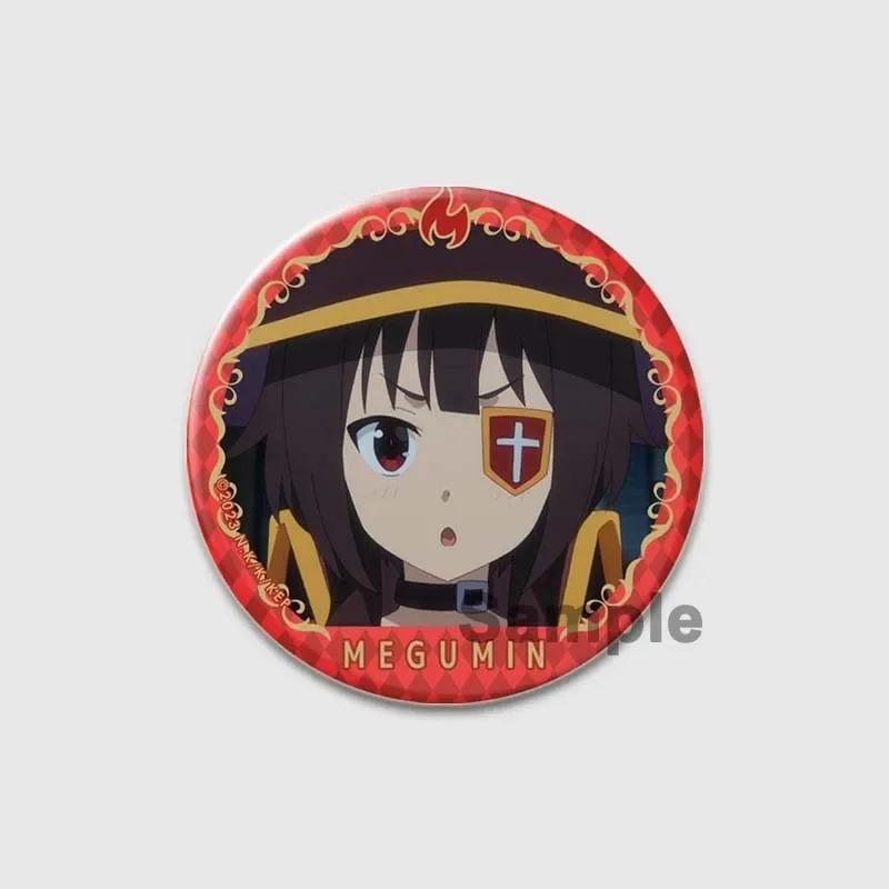 32/44/58mm Anime KonoSuba Brooch Pin Cartoon Figure Megumin Aqua Badge Button Pin Cosplay Souvenir Toy Gift Backpack Clothes Accessories