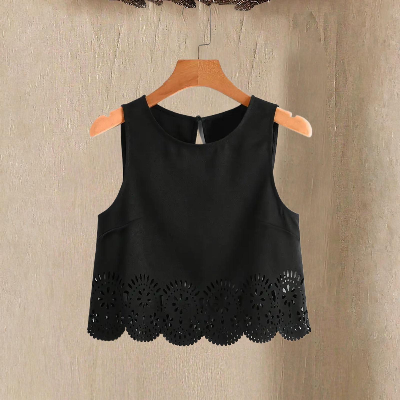 Women s Fashionable And Casual Shirt  Sleeveless Round Neck Print Blouse Top XXL