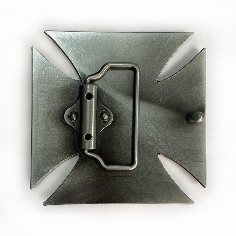 Personalized Cross Emblem Black Leather Belt Buckle