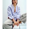 Spring New Women's Clothing Contrast Color Seized Line Bowknot Decoration Poplin Shirt Tops 0387058 2298085