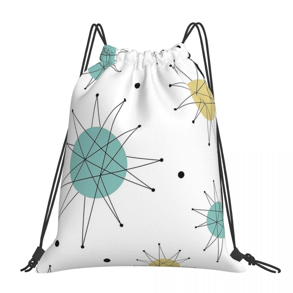 Franciscan Starburst Mid Century Atomic Age Backpacks Multi-function Drawstring Bags Storage Bag Book Bags for Travel Students