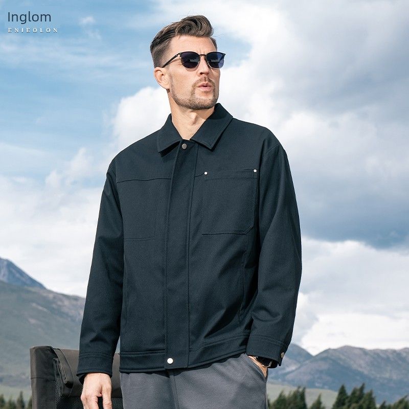 

Yingjue Lumbarn Style Workwear Lapel Jacket for Men 2025 Autumn and Winter New Long-Sleeved Shirt-Style Coat Casual Top Black 2XL((Recommended 77.5-85kg))