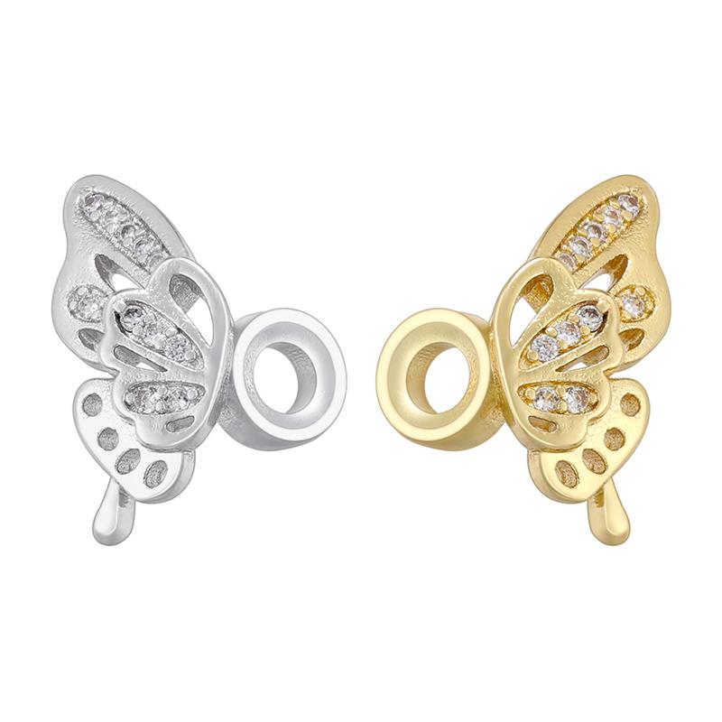 ZHUKOU Butterfly Wings 3D Zirconia Pearl Spacer Handmade DIY Bracelet Necklace Accessories: VZ407B