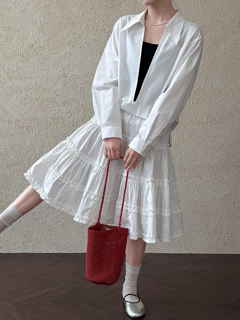 Lu Xi V-Neck Loose Long-Sleeve Casual Women's Top - Early Spring French Style