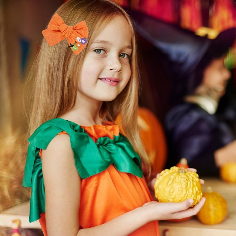 Lovely Toddlers Bowknot Hairclip Fashion Hair Barrettes Halloween Embroidered Hairpins Party Hair Accessory for Girls