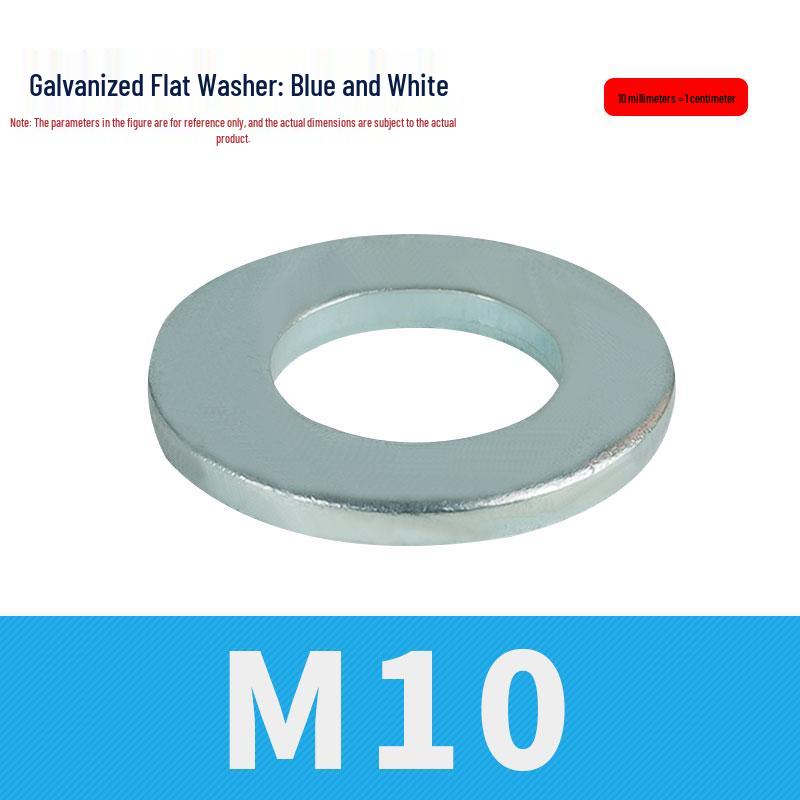 8.8 Grade Blue-White Zinc Galvanized Thickened Flat Metal Washer, M3-M48.