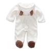 Baby Coral Fleece Hooded Romper - Long Sleeve, Warm Autumn/Winter Jumpsuit for Toddlers
