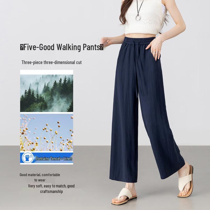 Women s Tencel Linen Blend Cropped Straight-Leg Pants 2XL