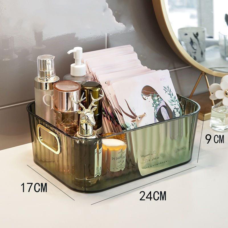 Acrylic Desktop Cosmetic Organizer: Large Capacity Storage Basket for Bedroom, Snacks & Sundries