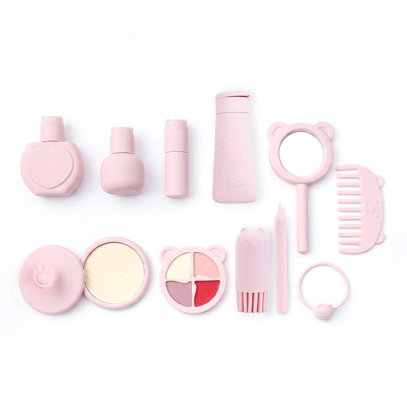 12pcs Pretend Play Beautiful Makeup Set Silicone Hairdressing Simulation Make Up Toy For Dressing Cosmetic Gifts Children Girls