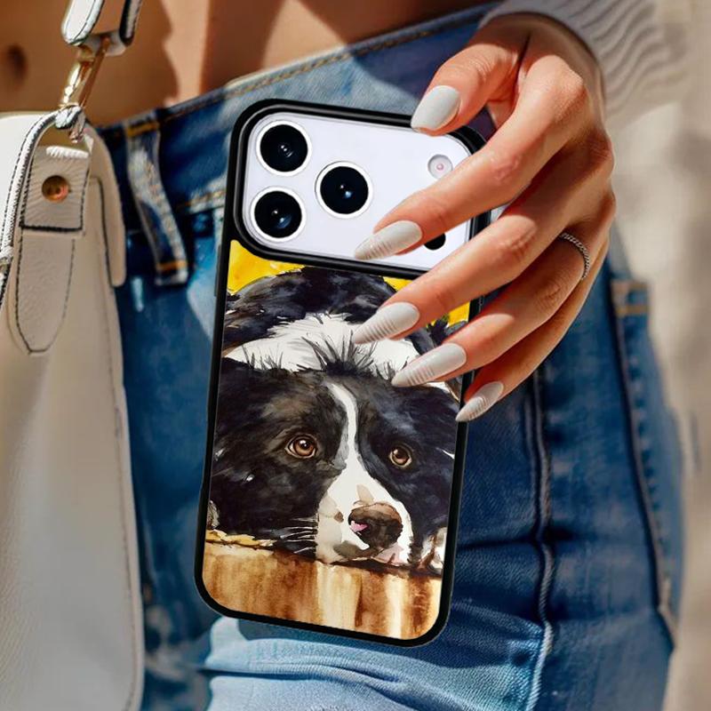 Cartoon Border Collie Phone Case For iPhone 17 Air 14 15 13 12 Max Cover For Apple 14 15 16 16e 11 Pro Max Plus Coque