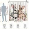 Adorable Rabbits & Floral Garden Shower Curtain - Whimsical Polyester, 12 Hooks, Washable & Easy to Hang, Playful Bathroom Decor