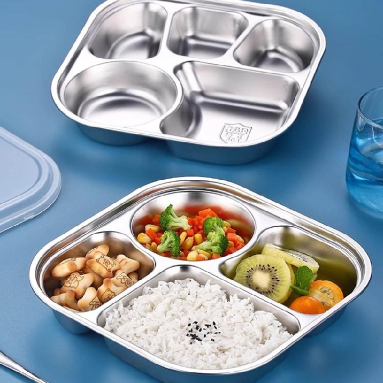 Dishwasher Safe Lunch Plates Efficient Stainless Steel Divided Dinner Plates for Toddlers Elderly and Hospital Use