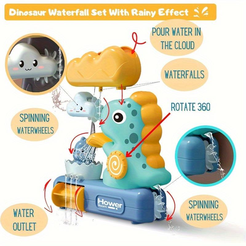 Interactive cartoon dinosaur bath toy for infants and young children, with suction cups, a good bathroom wall mounted shower toy