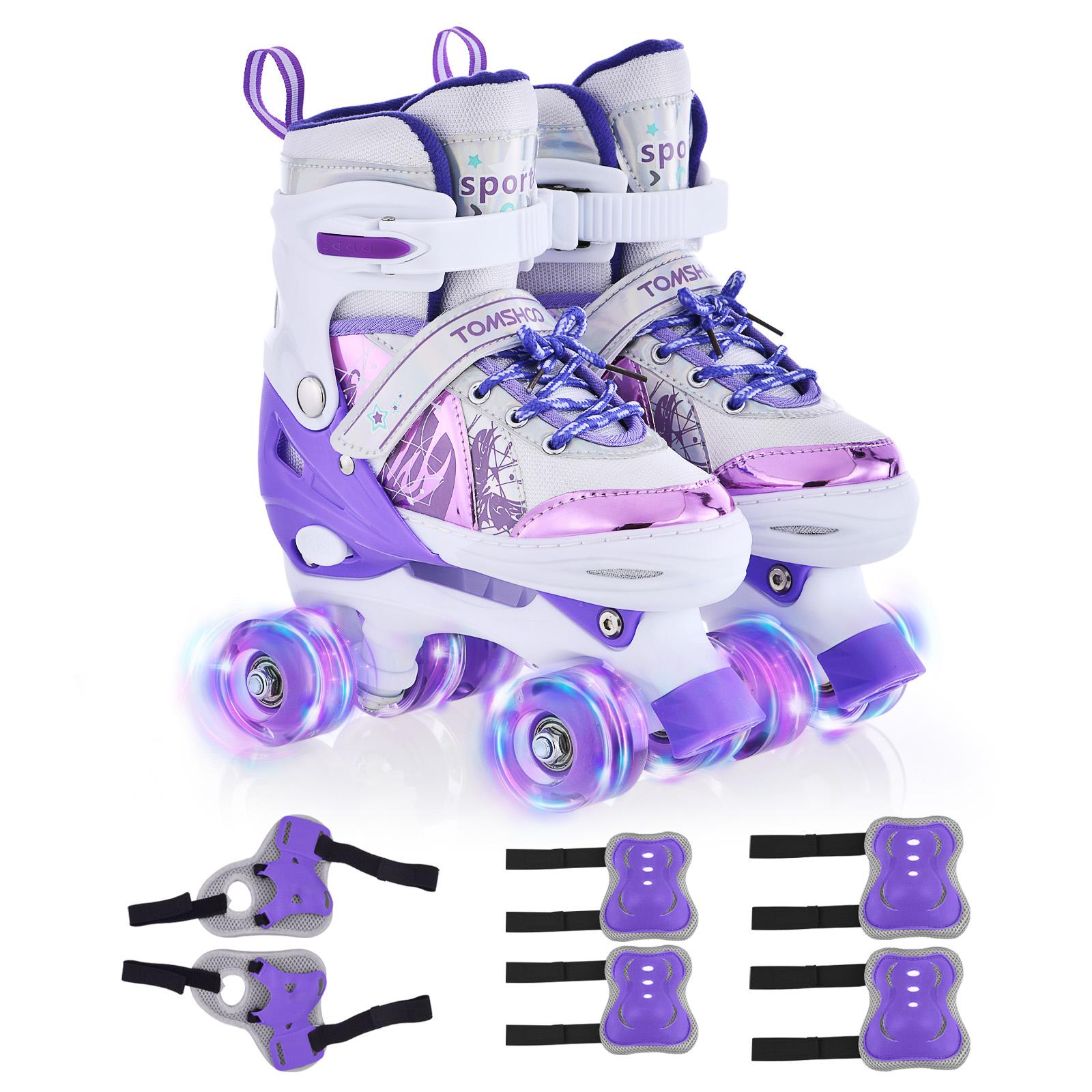 

Roller Skates for Kids with Protective Gear 4 Size for Children of Different Ages Adjustable Light Up LED Luminous фиолетовый